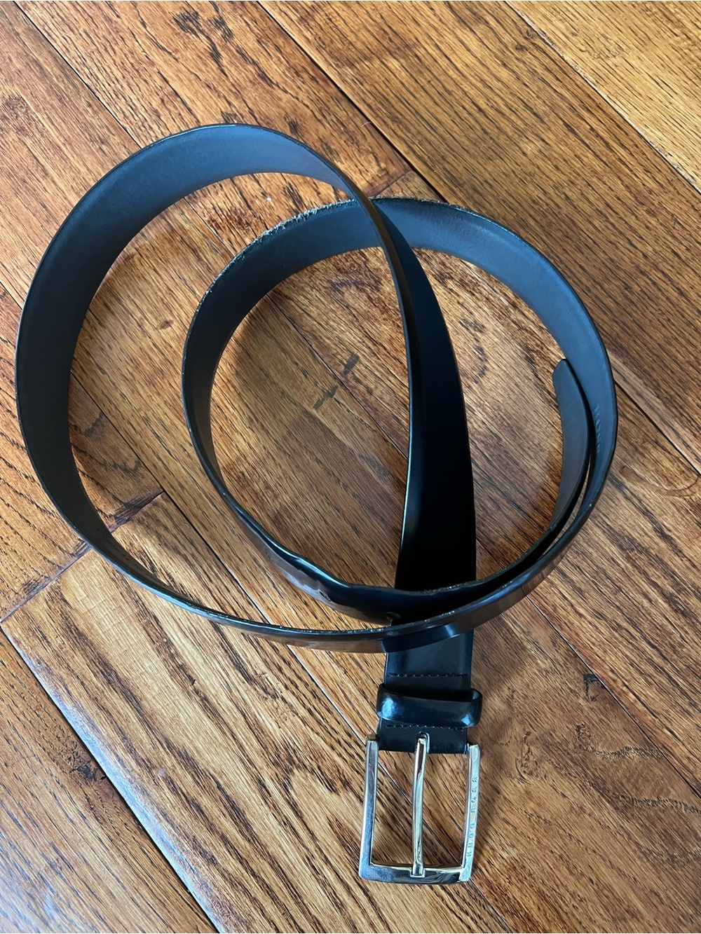 Hugo Boss Belt Men’s 100% Leather with Silver-Tone Buckle Black Size 44/115